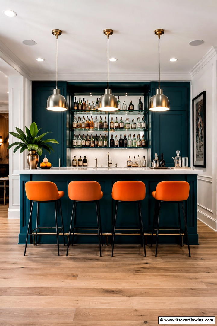 Vibrant Teal and Orange Home Bar - 30 Teal & Orange Room Color Schemes for Vibrant Home Decor