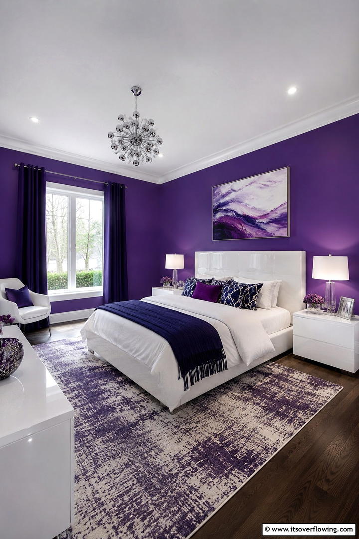 Vibrant Violet Vista - 30 Purple Bedroom Ideas for a Dreamy and Relaxing Retreat