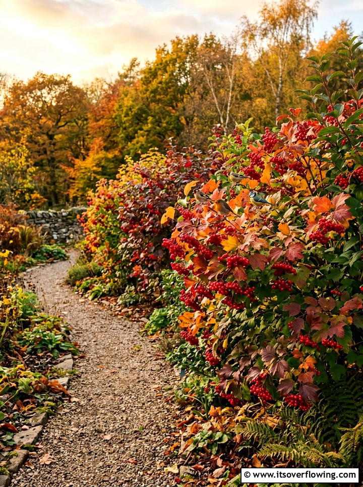 Viburnum Berry Border - 25 garden design ideas with low maintenance shrubs