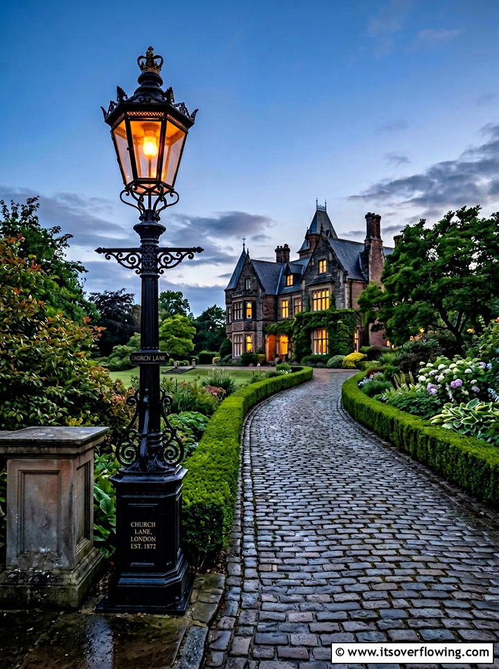 Victorian Lamp Post - 25 backyard ideas with path lighting