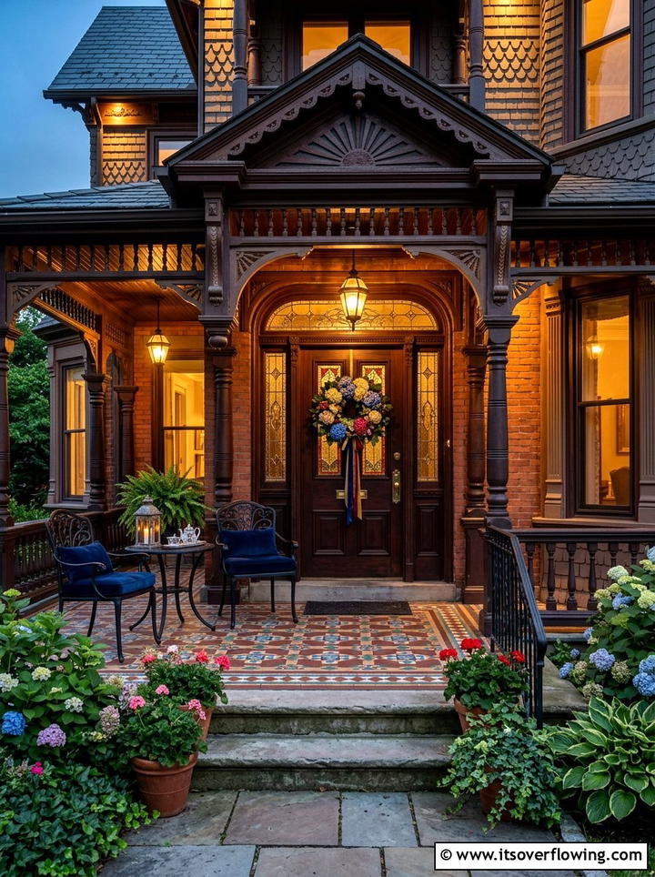 Victorian Porch Details - 25 front porch decor ideas with hydrangea wreath
