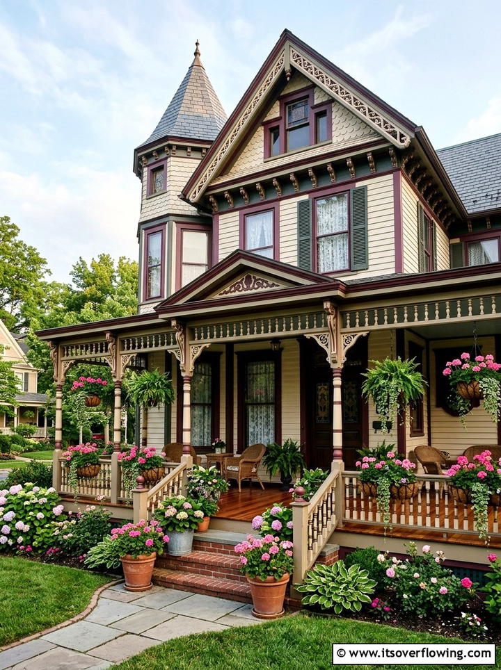 Victorian Porch Floral Decor - 25 front porch ideas with hanging baskets