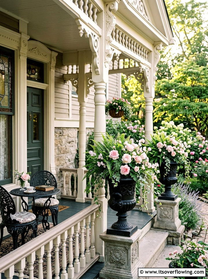 Victorian Porch Floral Display - 25 front porch ideas with flowers