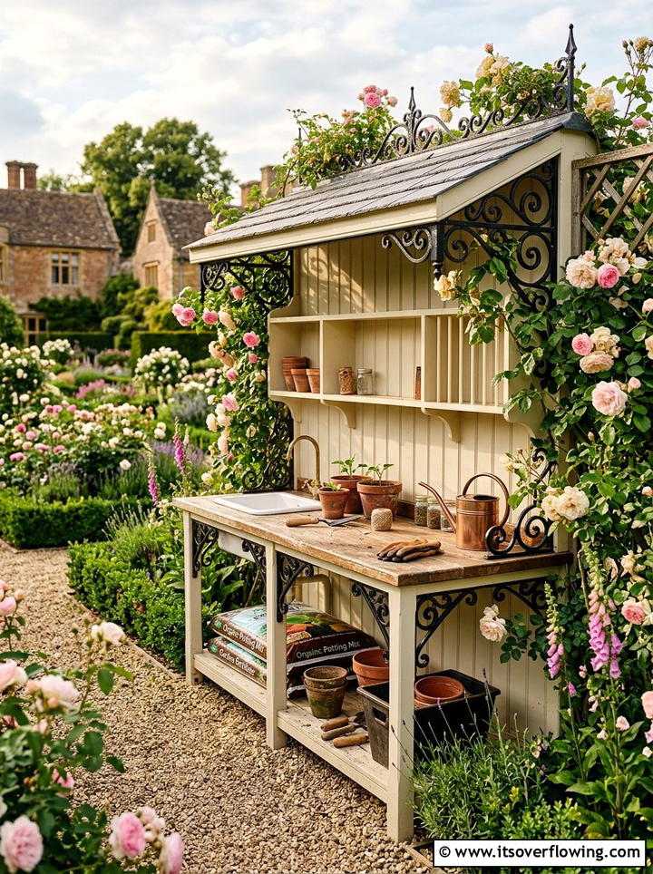 Victorian Potting Station - 25 garden ideas with potting bench