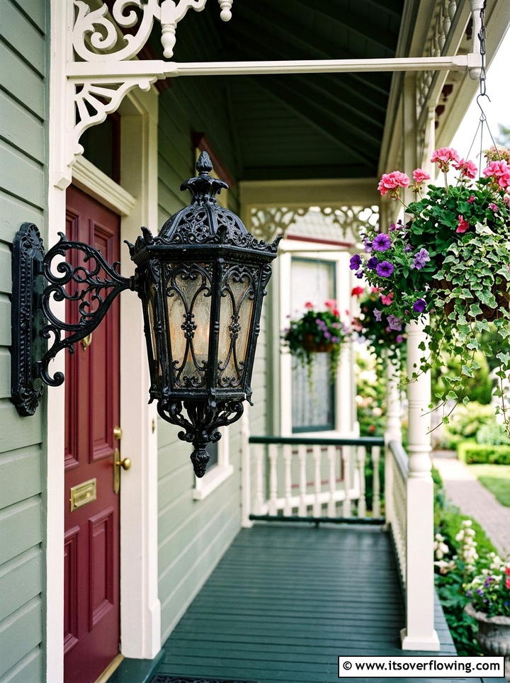 Victorian Style Ornate Wall Lantern - 25 front porch ideas with motion lights
