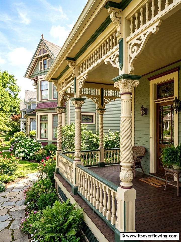 Victorian Turned Wood Column Porch - 25 front porch ideas with columns