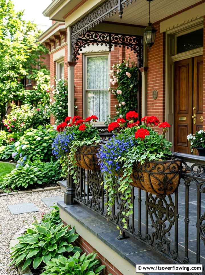 Victorian Wrought Iron Porch Baskets - 25 garden decor ideas with hanging baskets