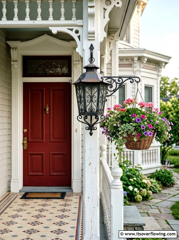 Victorian iron lantern - 25 front porch ideas with sconces