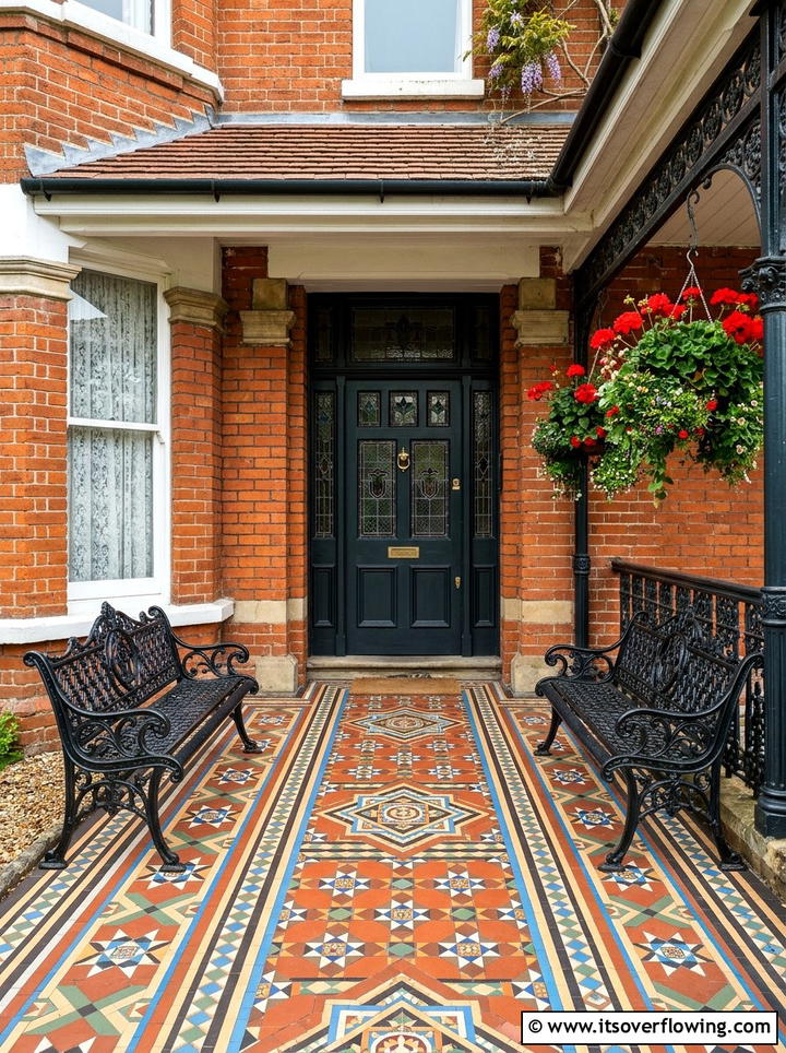 Victorian mosaic tile porch - 25 front porch ideas with tile floor