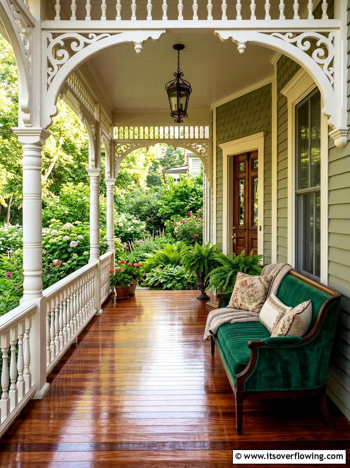 Victorian porch mahogany wood floor - 25 front porch ideas with wood floor