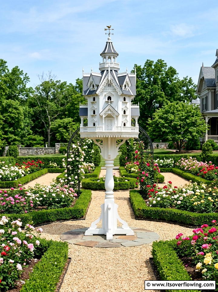 Victorian style birdhouse - 25 garden decor ideas with birdhouses
