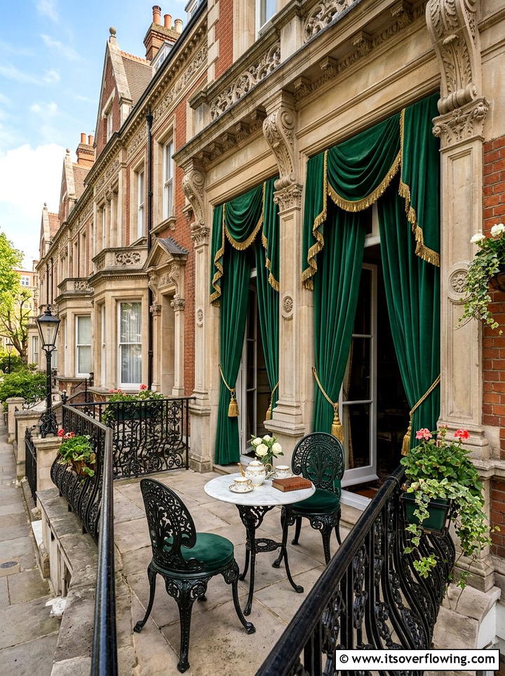 Victorian terrace with heavy velvet curtains - 25 backyard decorating ideas with outdoor curtains