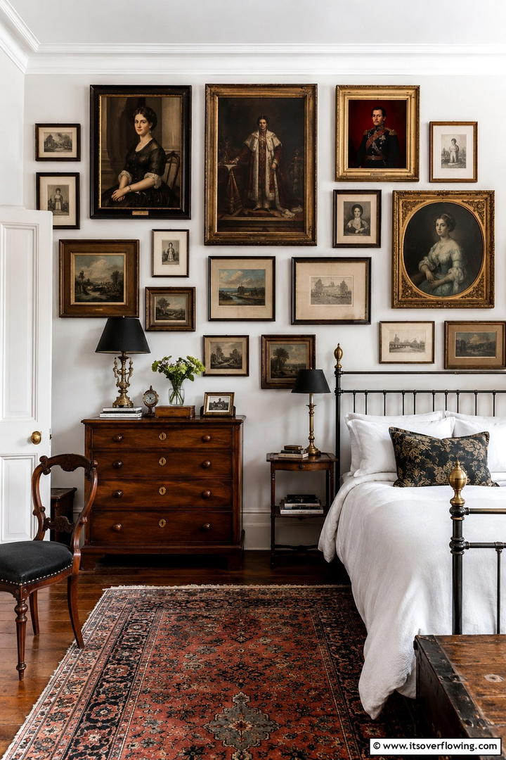 Vintage Artwork Display - 30 Shabby Chic Bedroom Ideas for Vintage-Inspired Spaces