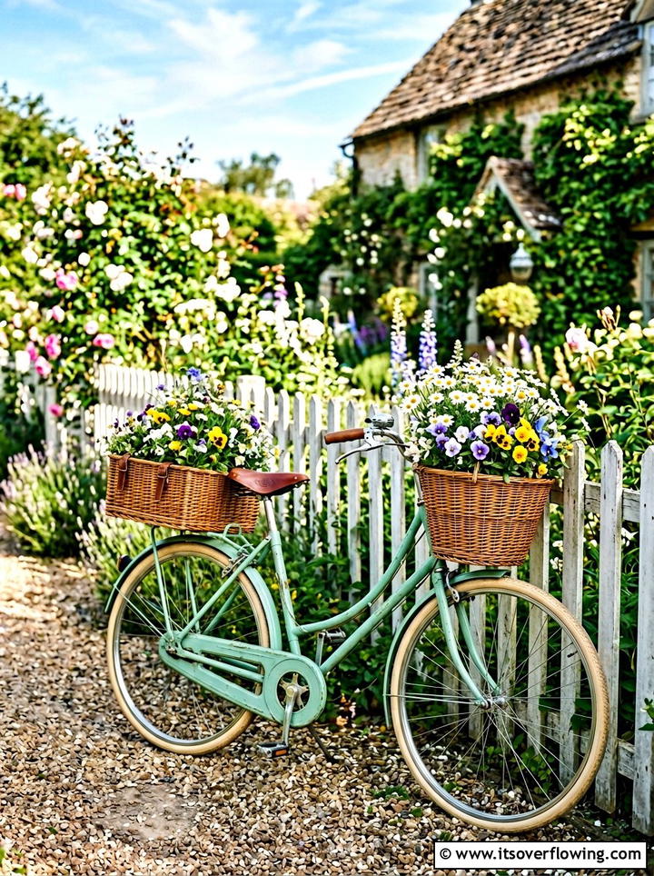 Vintage Bicycle Basket - 25 reusing old things ideas for garden planters