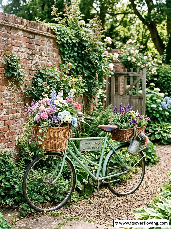 Vintage Bicycle Flower Display - 25 upcycled garden ideas for patios