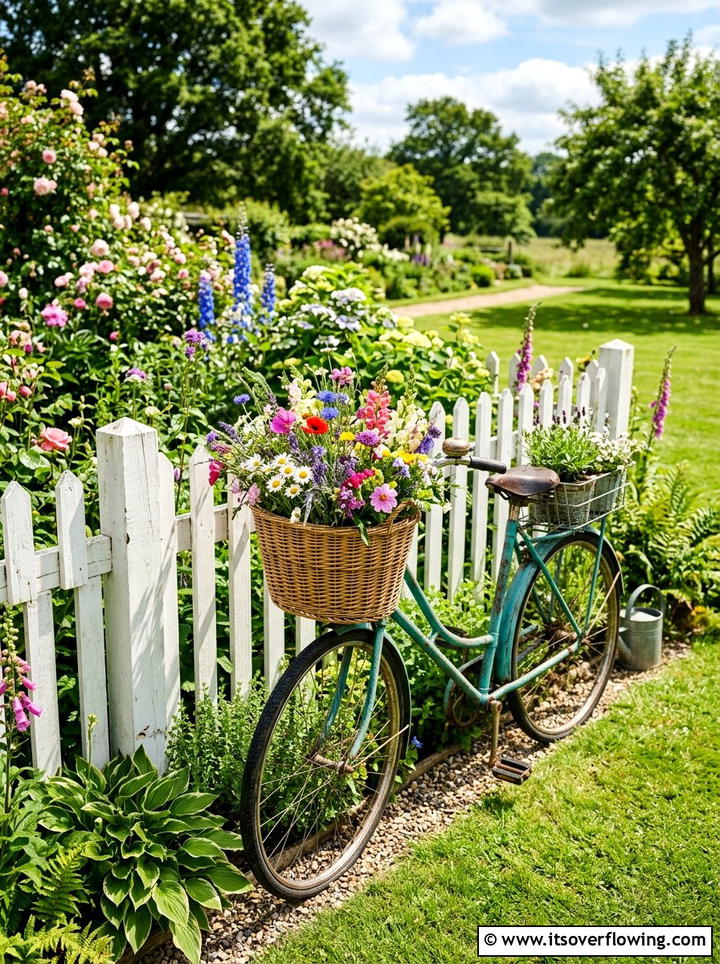 Vintage Bicycle Flower Planter - 25 upcycled garden ideas for small gardens