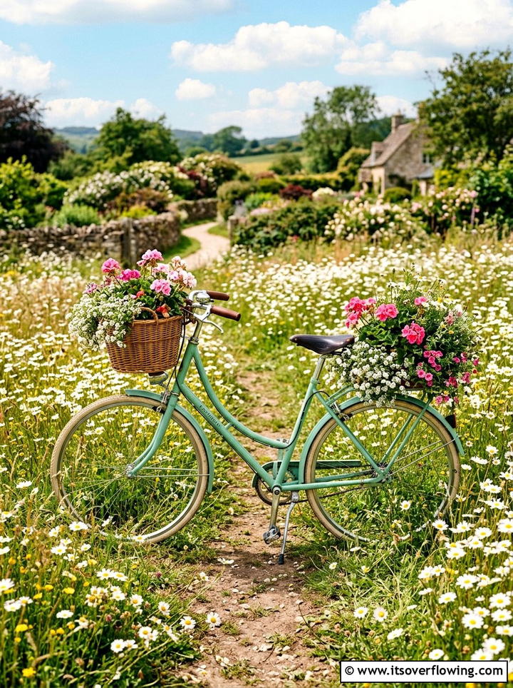Vintage Bicycle Flower Planter - 25 upcycled garden ideas with cottage style