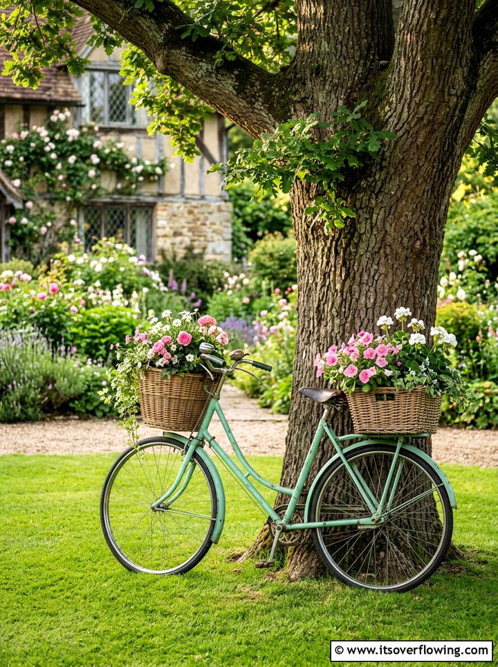 Vintage Bicycle Garden Decor - 25 backyard ideas with upcycled decor