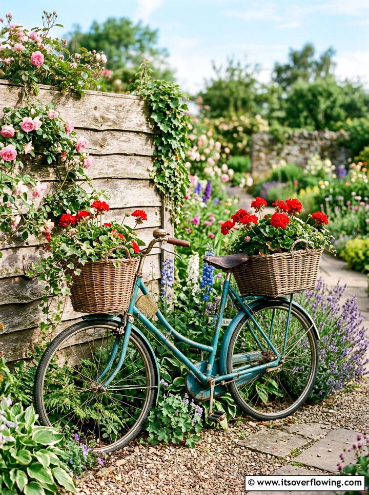Vintage Bicycle Garden Display - 25 garden ideas with old furniture