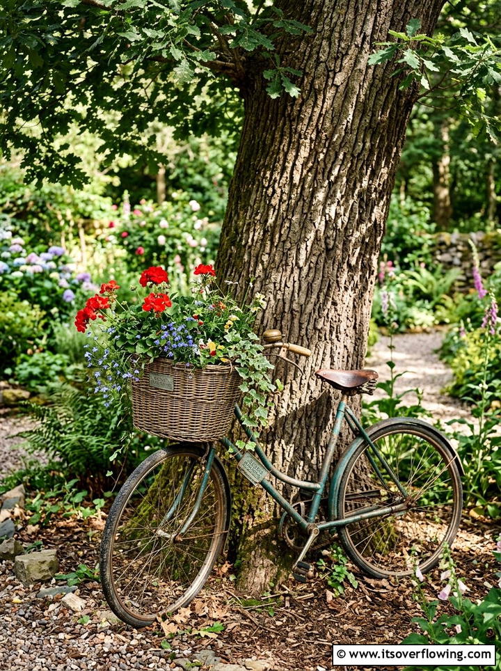 Vintage Bicycle Planter - 25 reusing old things ideas for rustic garden look