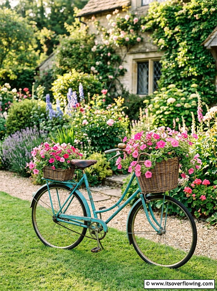 Vintage Bicycle Planter - 25 reusing old things ideas for yard art