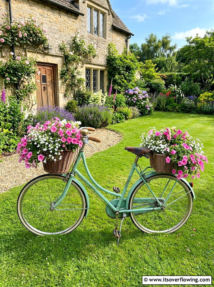 Vintage Bicycle Planter - 25 upcycled garden ideas for front yards
