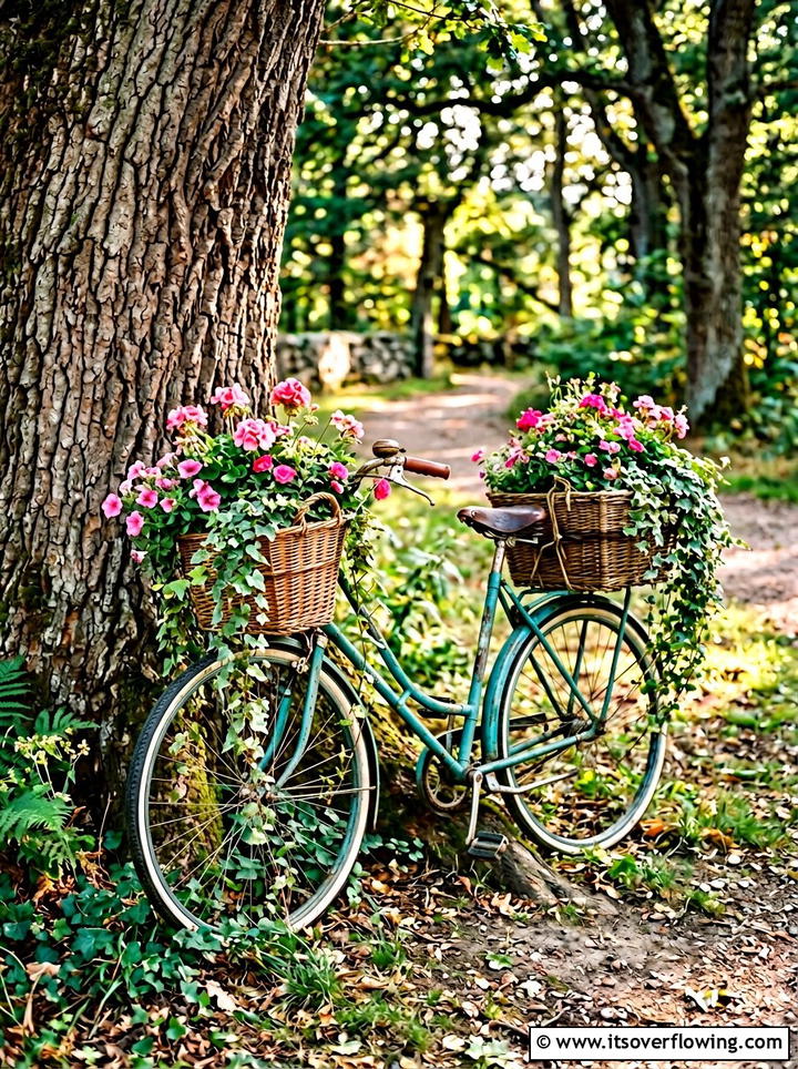 Vintage Bicycle Planter - 25 upcycled garden ideas with rustic style