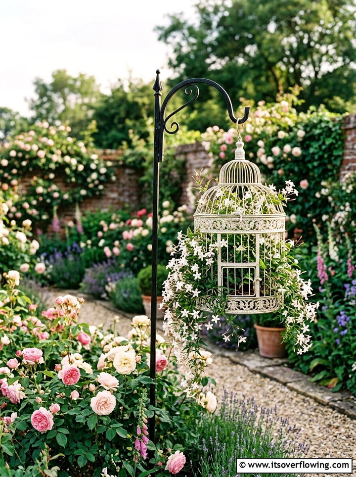 Vintage Birdcage Planter - 25 reusing old things ideas for small garden