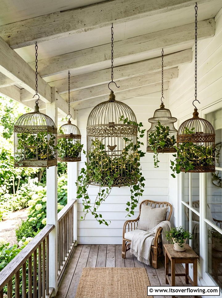 Vintage Birdcages - 25 front porch ideas with antique pieces