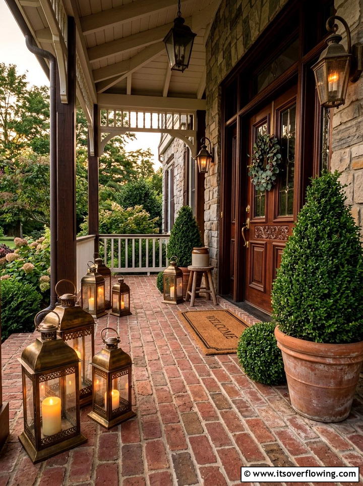 Vintage Brass Lanterns - 25 front porch decor ideas with lanterns