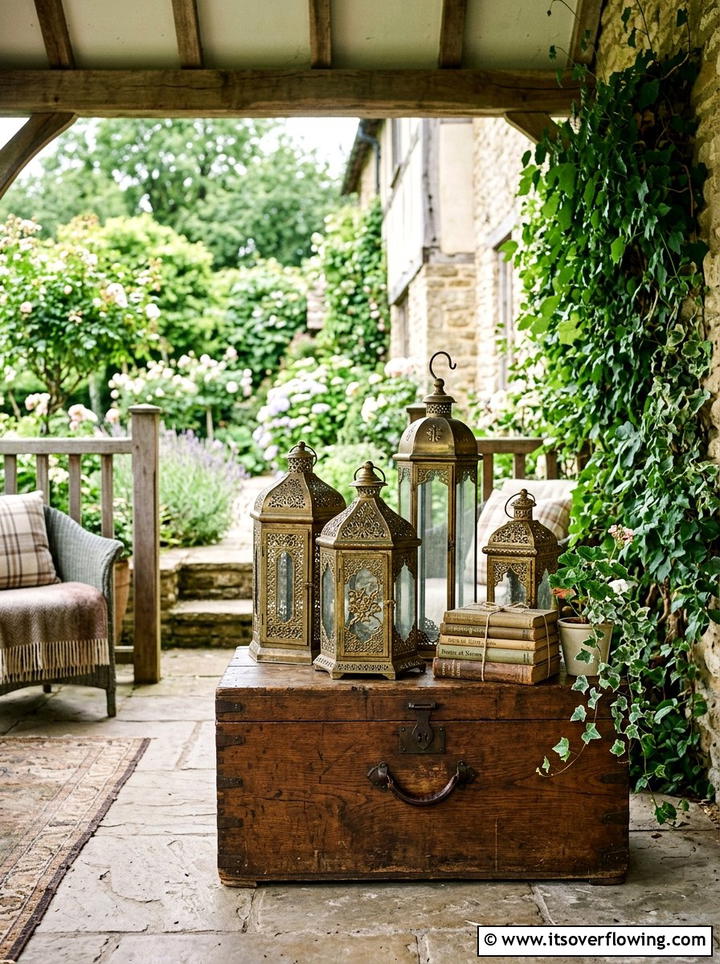 Vintage Brass Lanterns - 25 front porch decor ideas with lantern clusters