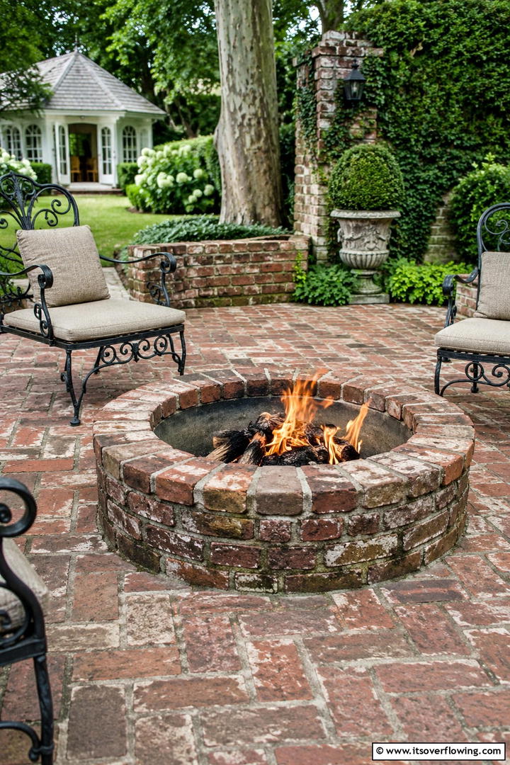 Vintage Brick Fire Pit - 30 Rustic Fire Pit Ideas for Cozy Outdoor Gatherings