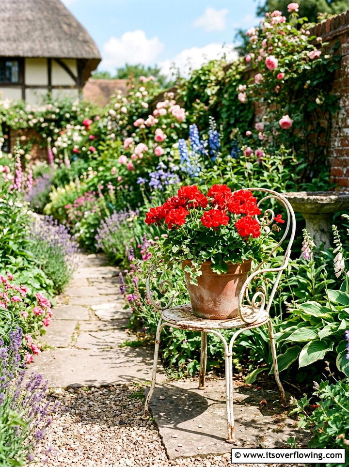 Vintage Chair Flower Stand - 25 reusing old things ideas for seasonal garden decor