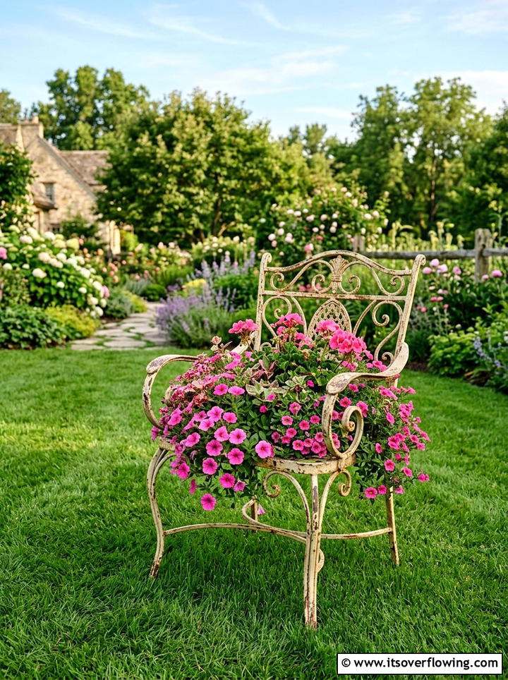 Vintage Chair Planter - 25 upcycled garden ideas for year round decor