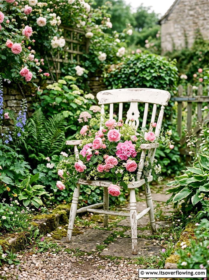 Vintage Chair Planter - 25 recycled garden ideas for front yard decor