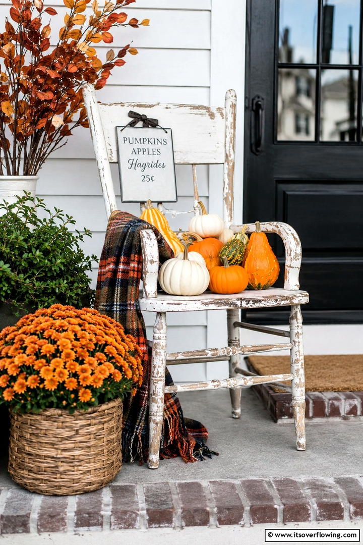 Vintage Chair Vignette - 50 Modern Fall Porch Decor Ideas Roundup- Warm Welcomes