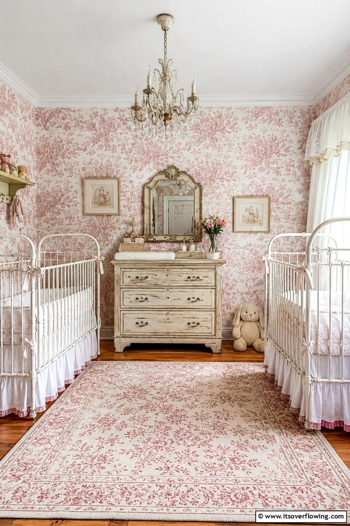 Vintage Charm Revival - 30 Twin Nursery Ideas for Stylish & Functional Baby Spaces
