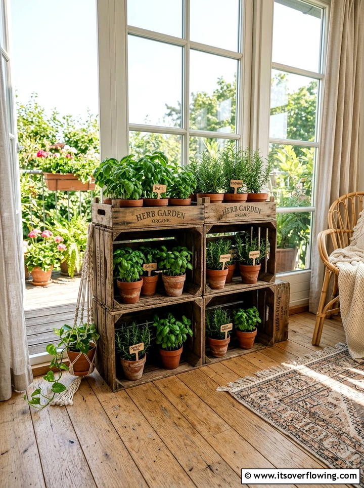 Vintage Crate Garden Display - 25 reusing old things ideas for seasonal garden decor