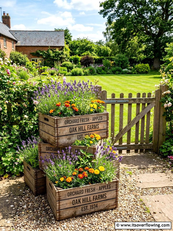 Vintage Crate Planter - 25 upcycled garden ideas with flower boxes