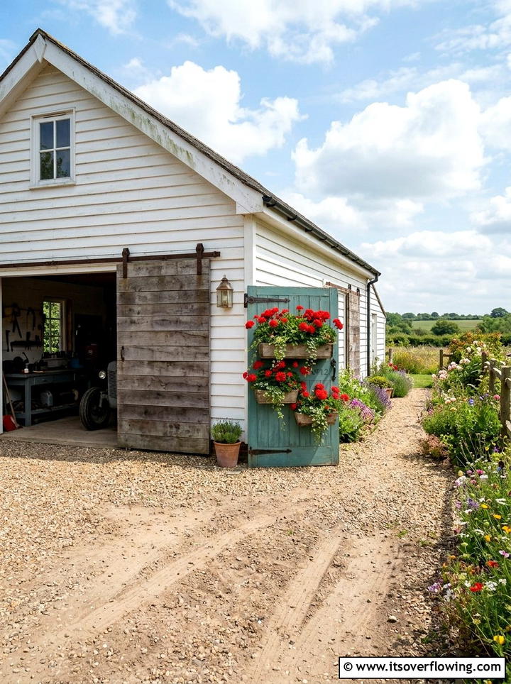 Vintage Door Flower Display - 25 backyard decorating ideas with old door decor