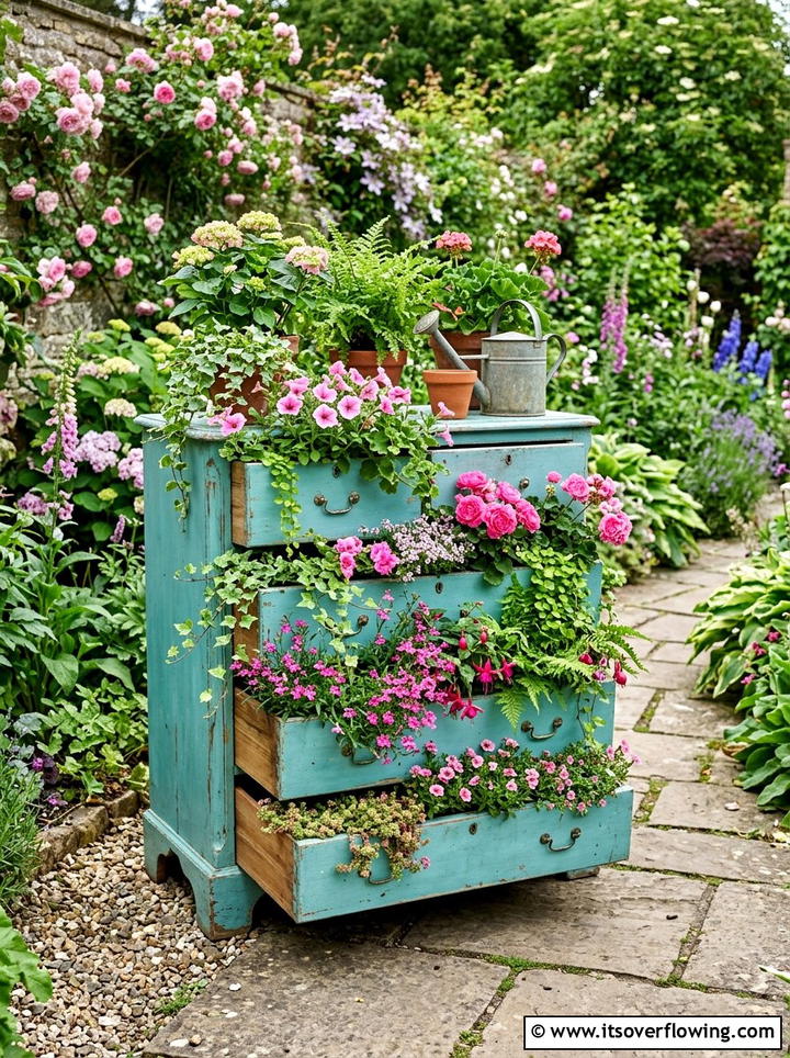 Vintage Dresser Garden - 25 backyard ideas with old furniture