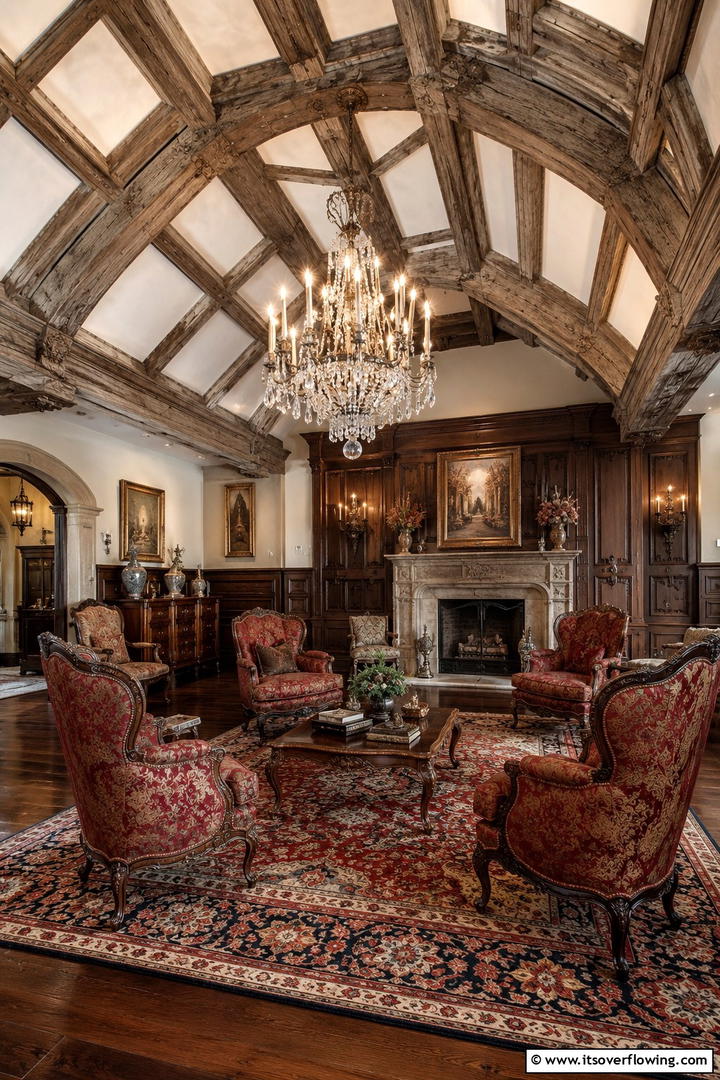 Vintage Elegance with Classic Beams - 30 Vaulted Ceiling Ideas with Beams for Dramatic Room Designs
