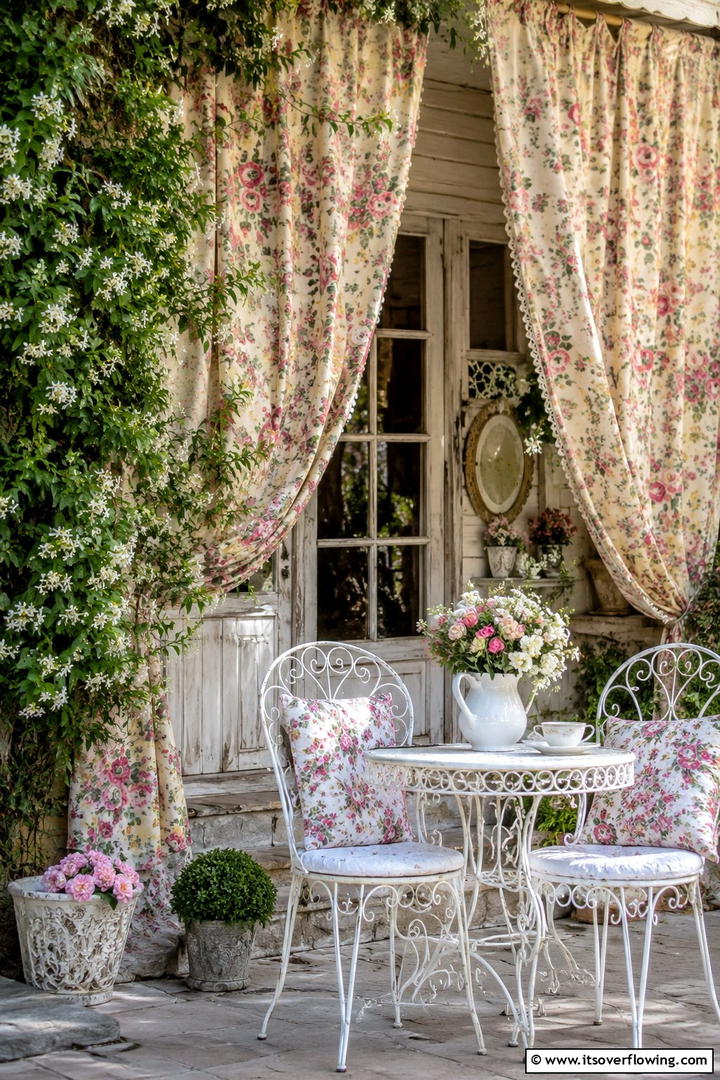 Vintage Floral Designs - 30 Patio Curtain Ideas to Enhance Outdoor Privacy & Style
