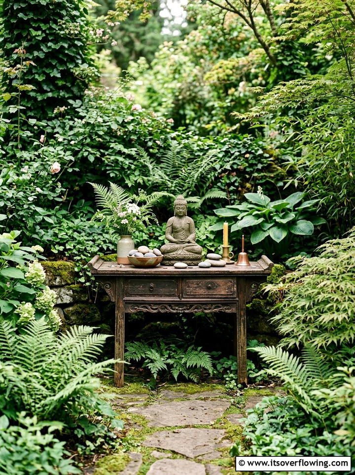 Vintage Garden Altar - 25 upcycled garden ideas with old tables