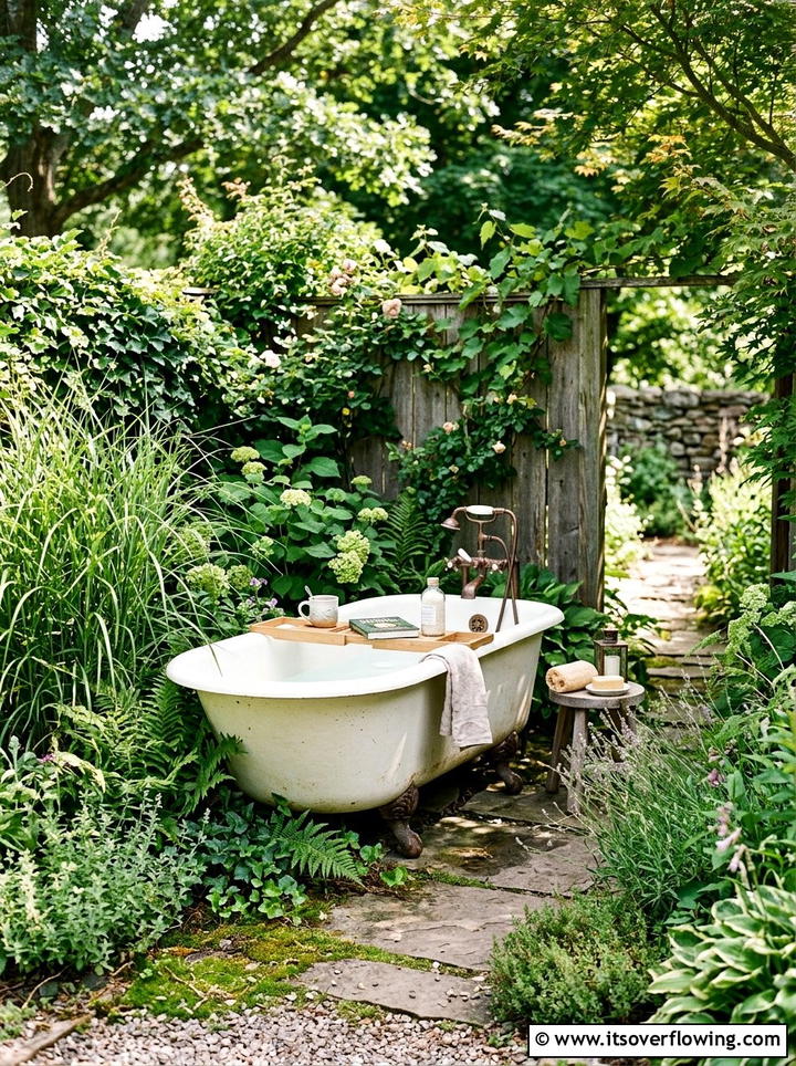 Vintage Garden Bathtub - 25 backyard ideas with boho style