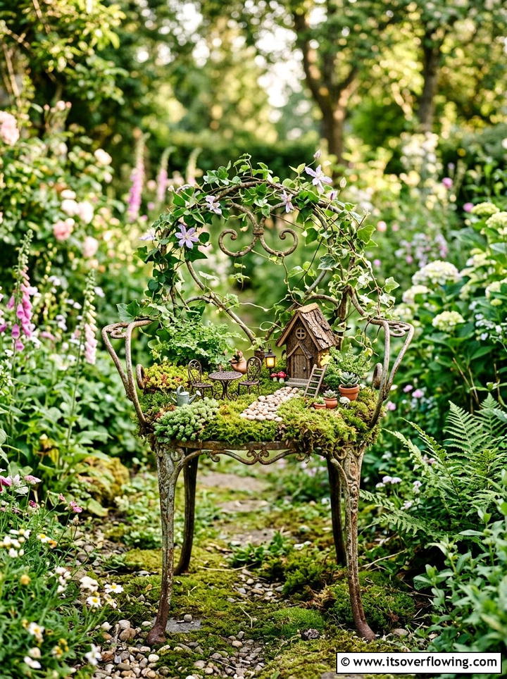 Vintage Garden Chair - 25 upcycled garden ideas with fairy gardens