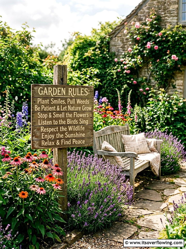 Vintage Garden Rules Sign - 25 backyard decorating ideas with signs