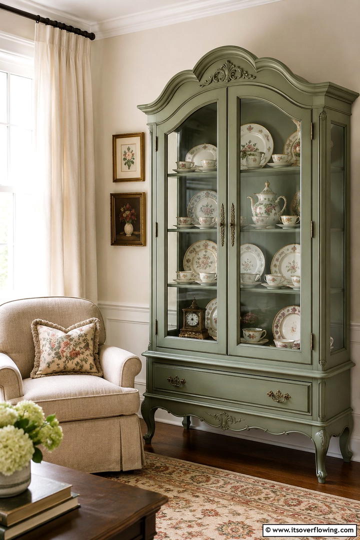 Vintage Inspired Painted Curio Cabinet Look - 30 Painted Furniture Ideas to Revamp Your Home Décor