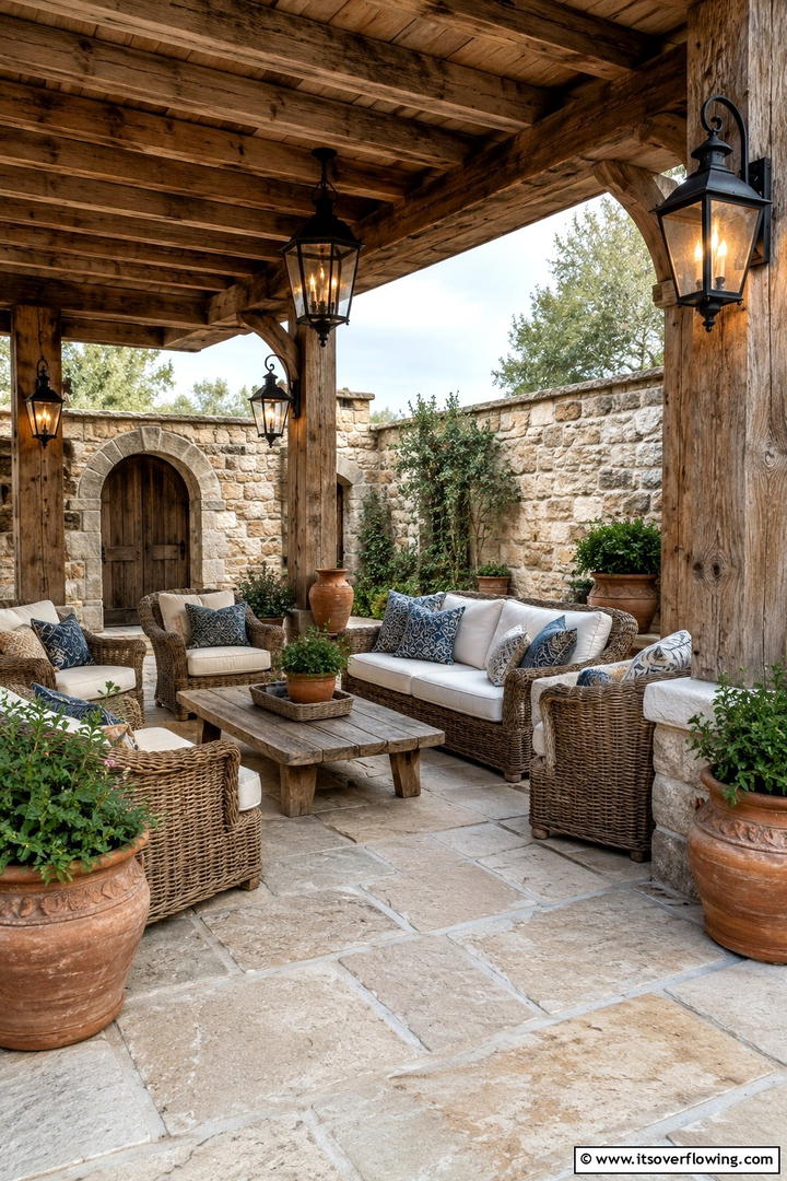 Vintage Lantern Lighting - 30 Rustic Patio Ideas for a Charming Outdoor Relaxation Spot