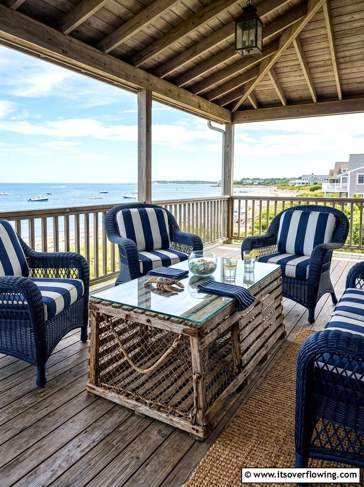 Vintage Lobster Trap Table - 25 upcycled garden ideas with coastal style